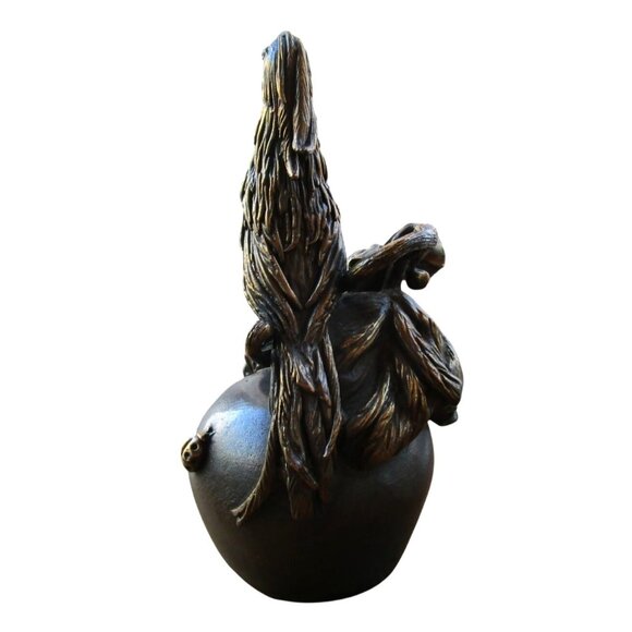 Antique Intricate Bronze Pheasant Bird On Apple With Ladybug Table Bell EUC - Picture 7 of 16